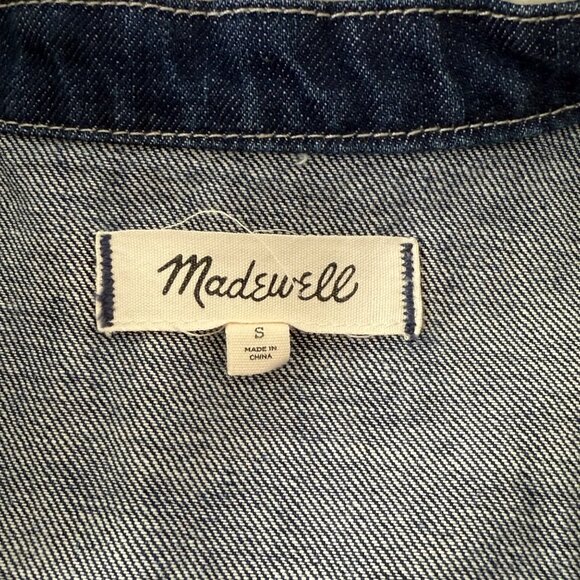 Madewell Denim Jacket Womens Small Blue Northward Cropped‎ Army Sherpa Collar - Picture 8 of 13